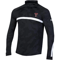 Haut à quart de zip camouflage Under Armour Texas Tech Red Raiders Game Day Camo Raglan noir pour hommes