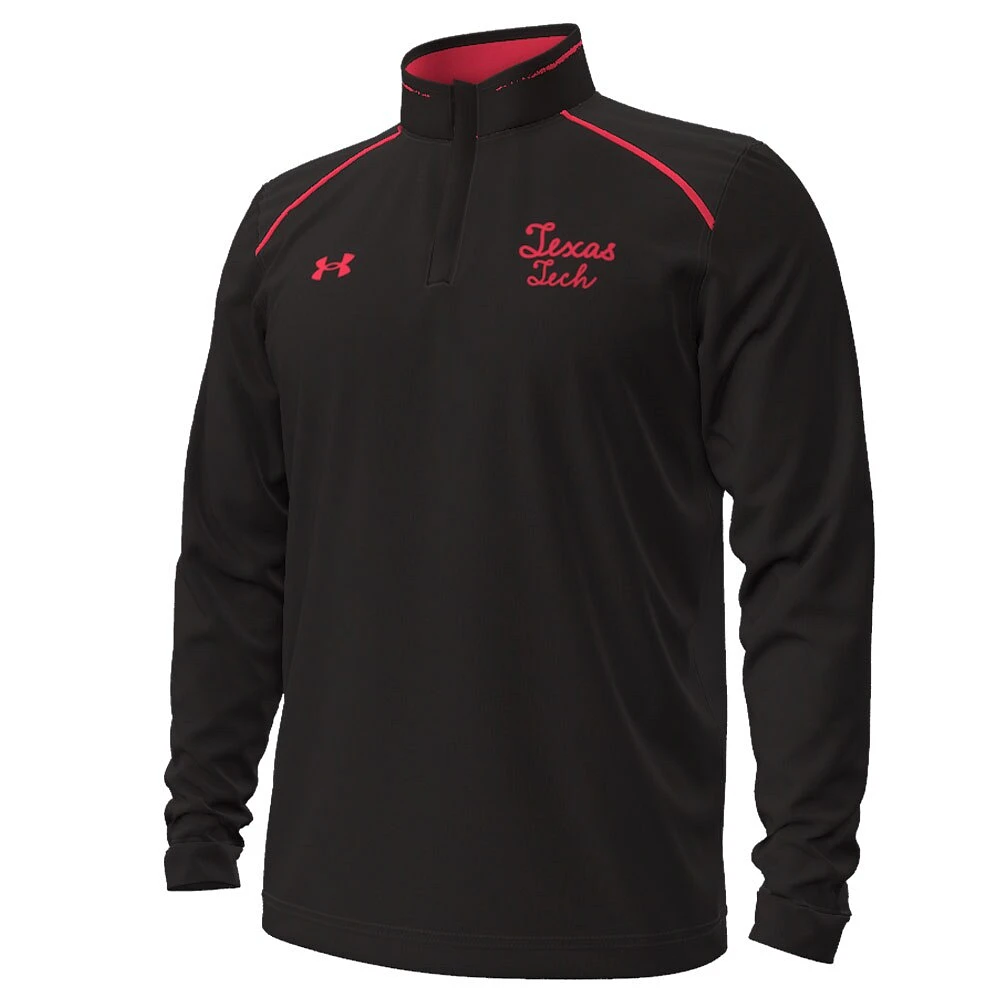 Men's Under Armour  Black Texas Tech Red Raiders Throwback Cursive Quarter-Zip Pullover Top