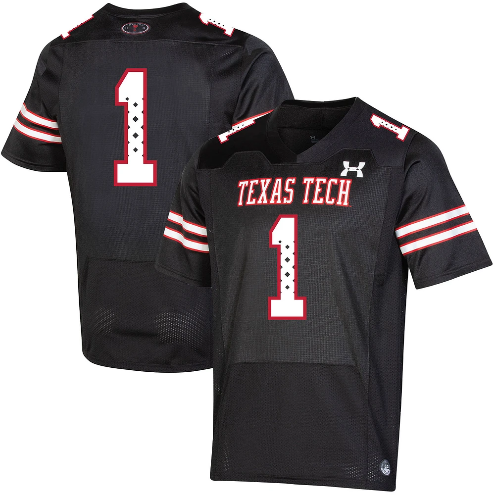 Maillot Under Armour #1 Texas Tech Red Raiders Throwback Special Game pour homme, noir