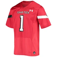 Under Armour #1 Rouge Texas Tech Red Raiders Logo Réplique Maillot de Football pour Homme