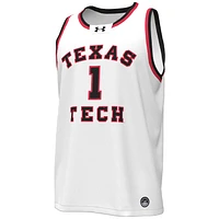 Under Armour #1 Blanc Texas Tech Red Raiders Throwback Replica Maillot de basket-ball pour homme