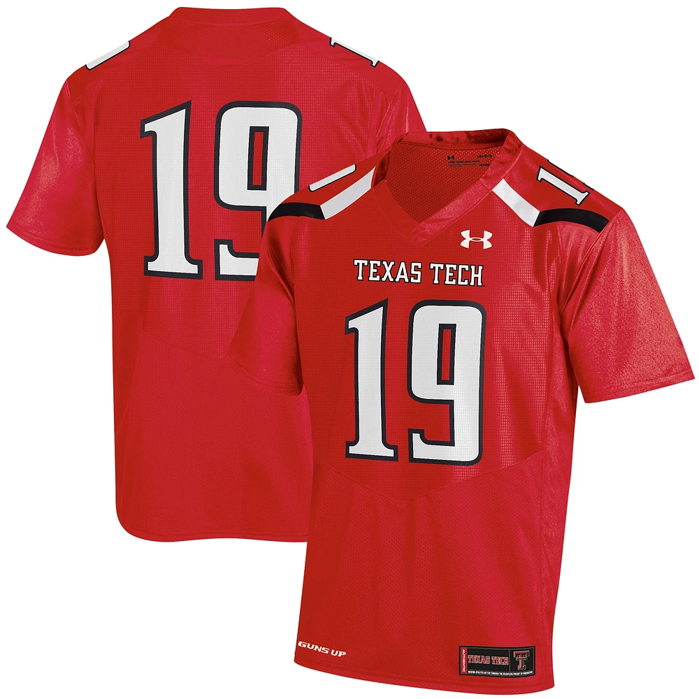 Maillot Under Armour #19 rouge Texas Tech Red Raiders Replica pour homme