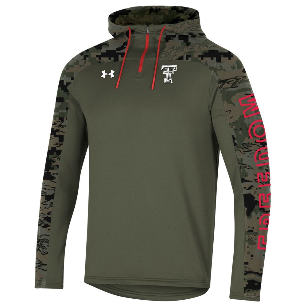 Men's Under Armour Olive Texas Tech Red Raiders Freedom Quarter-Zip Pullover Hoodie