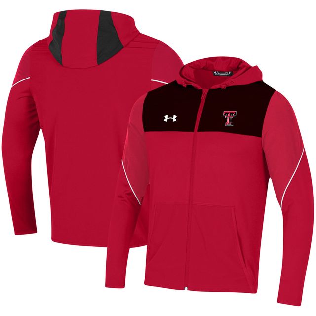 Under Armour Red Texas Tech Raiders 2021 Sideline Warm-Up Sweat à capuche entièrement zippé pour homme