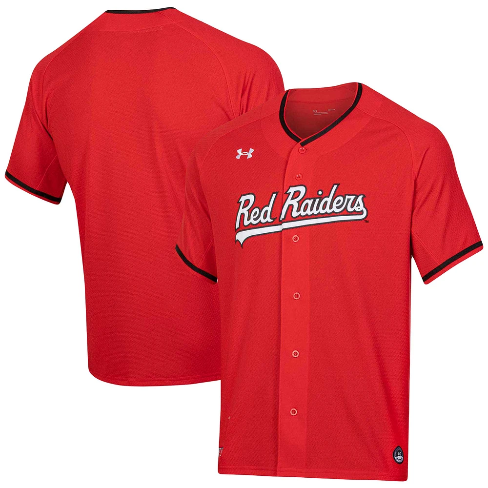 Maillot de softball à col en V rouge Texas Tech Red Raiders Under Armour pour homme