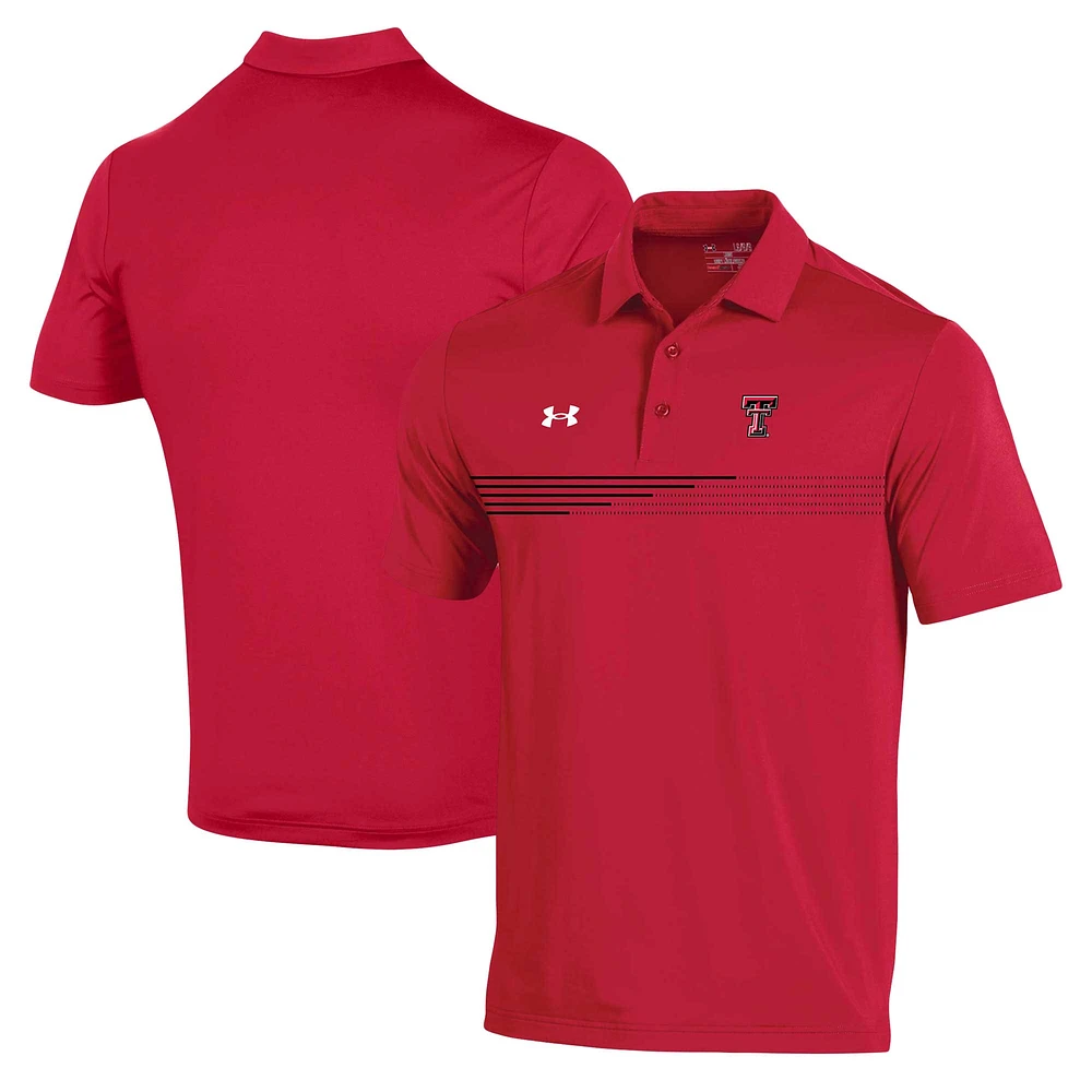 Men's Under Armour Red Texas Tech Raiders Tee To Green Stripe Polo