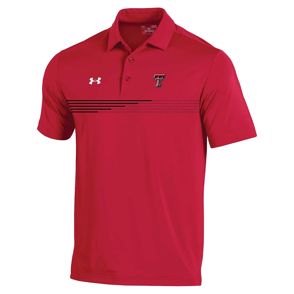 Men's Under Armour Red Texas Tech Raiders Tee To Green Stripe Polo