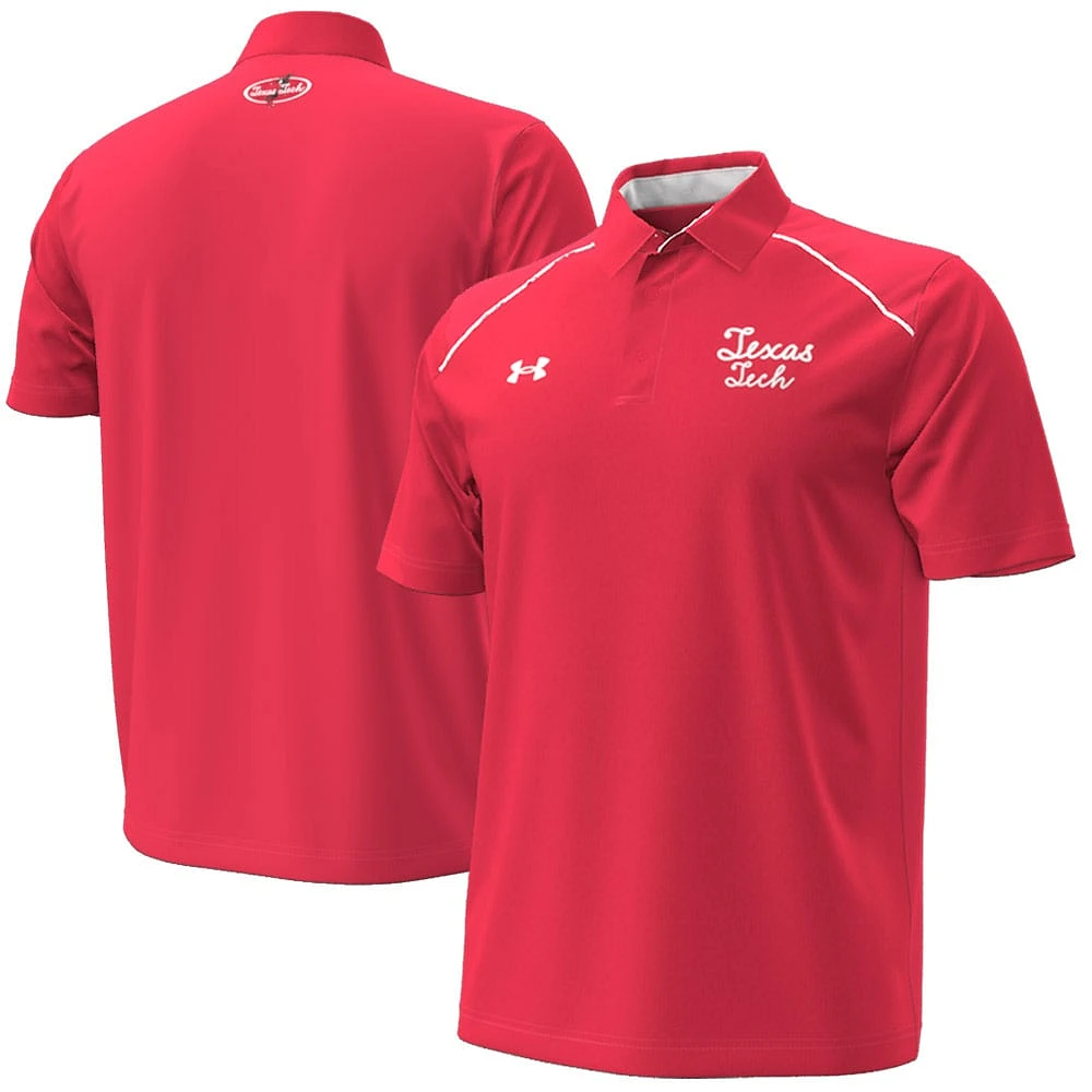 Men's Under Armour  Red Texas Tech Raiders Throwback Cursive Polo