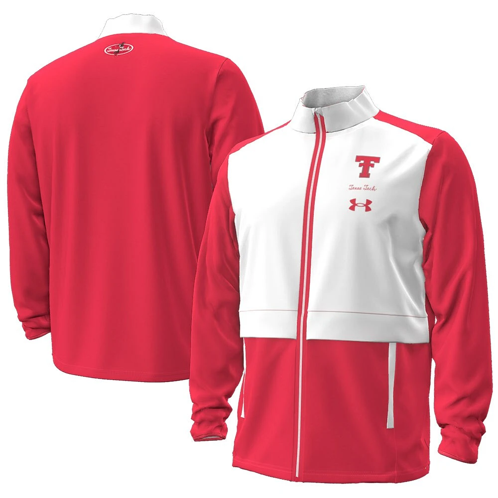 Veste rouge Under Armour Texas Tech Red Raiders Throwback Double T entièrement zippée pour homme