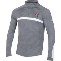 Men's Under Armour Steel Texas Tech Red Raiders Game Day Camo Raglan Quarter-Zip Top