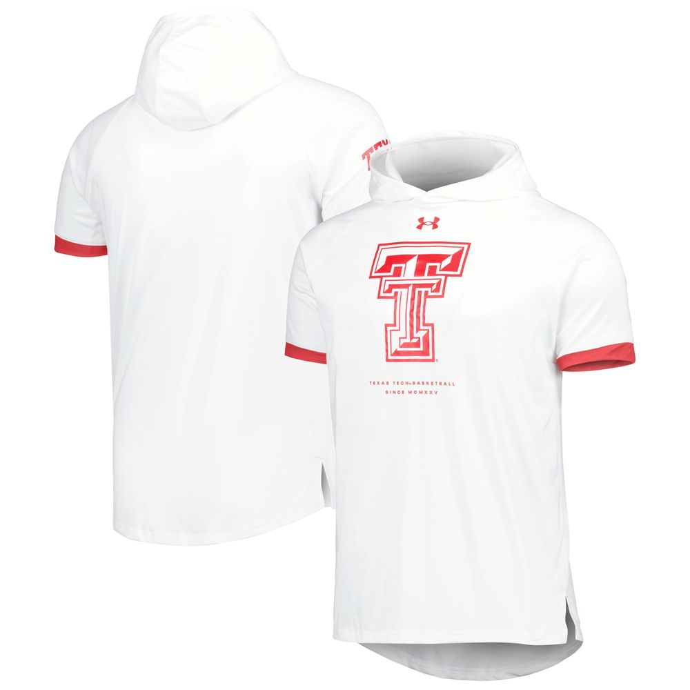 Men's Under Armour White Texas Tech Red Raiders On-Court Raglan Hoodie T-Shirt