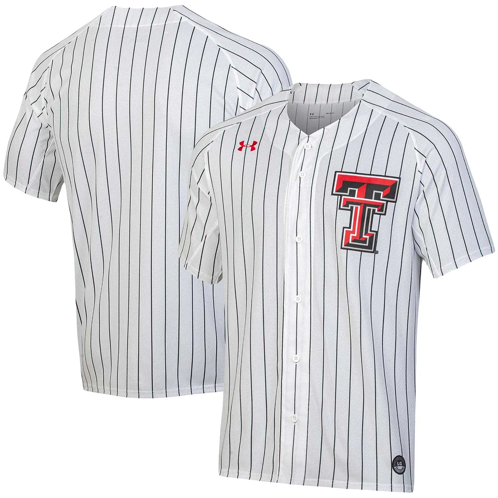 Maillot boutonné de softball Under Armour Texas Tech Red Raiders pour homme blanc