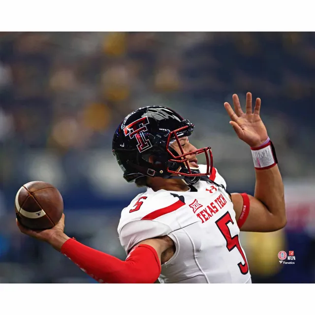 Patrick Mahomes Texas Tech Red Raiders Unsigned Black Jersey Throwing Close Up Photograph