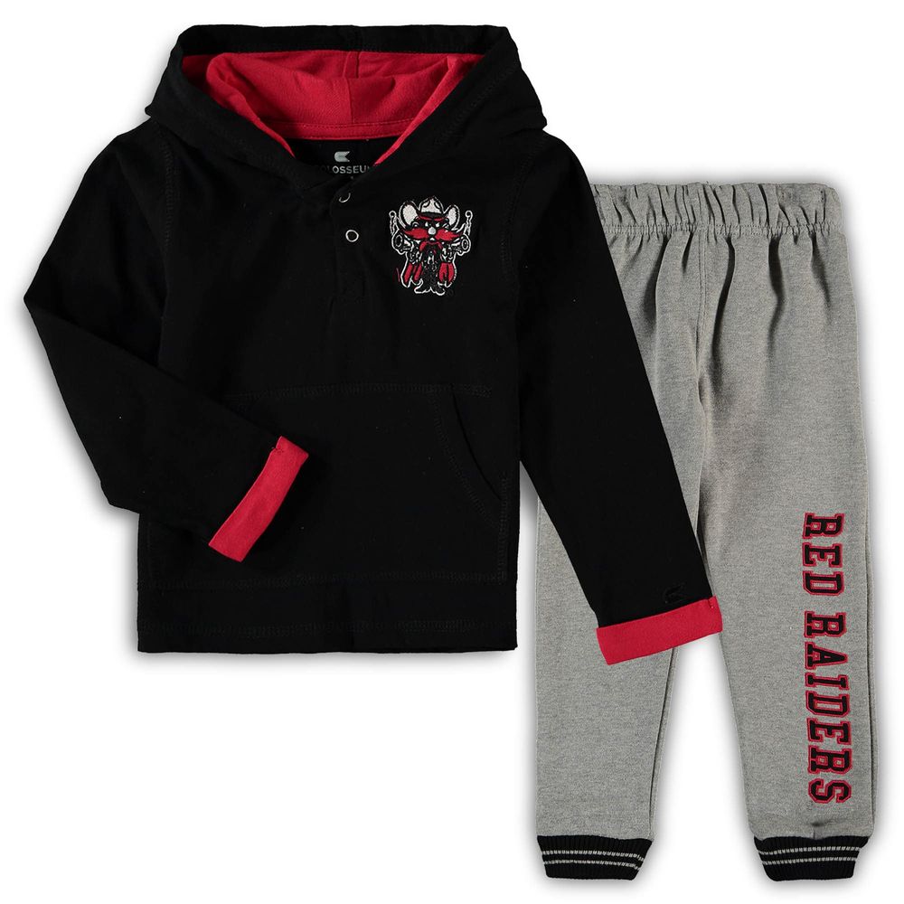 Toddler Colosseum Black/Heathered Gray Texas Tech Red Raiders Poppies Hoodie and Sweatpants Set