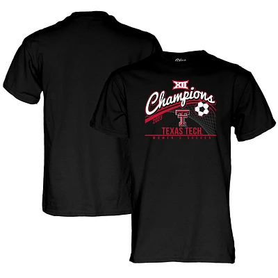 T-shirt unisexe bleu 84 noir Texas Tech Red Raiders 2023 Big 12 Champions de la saison régulière football pour femmes