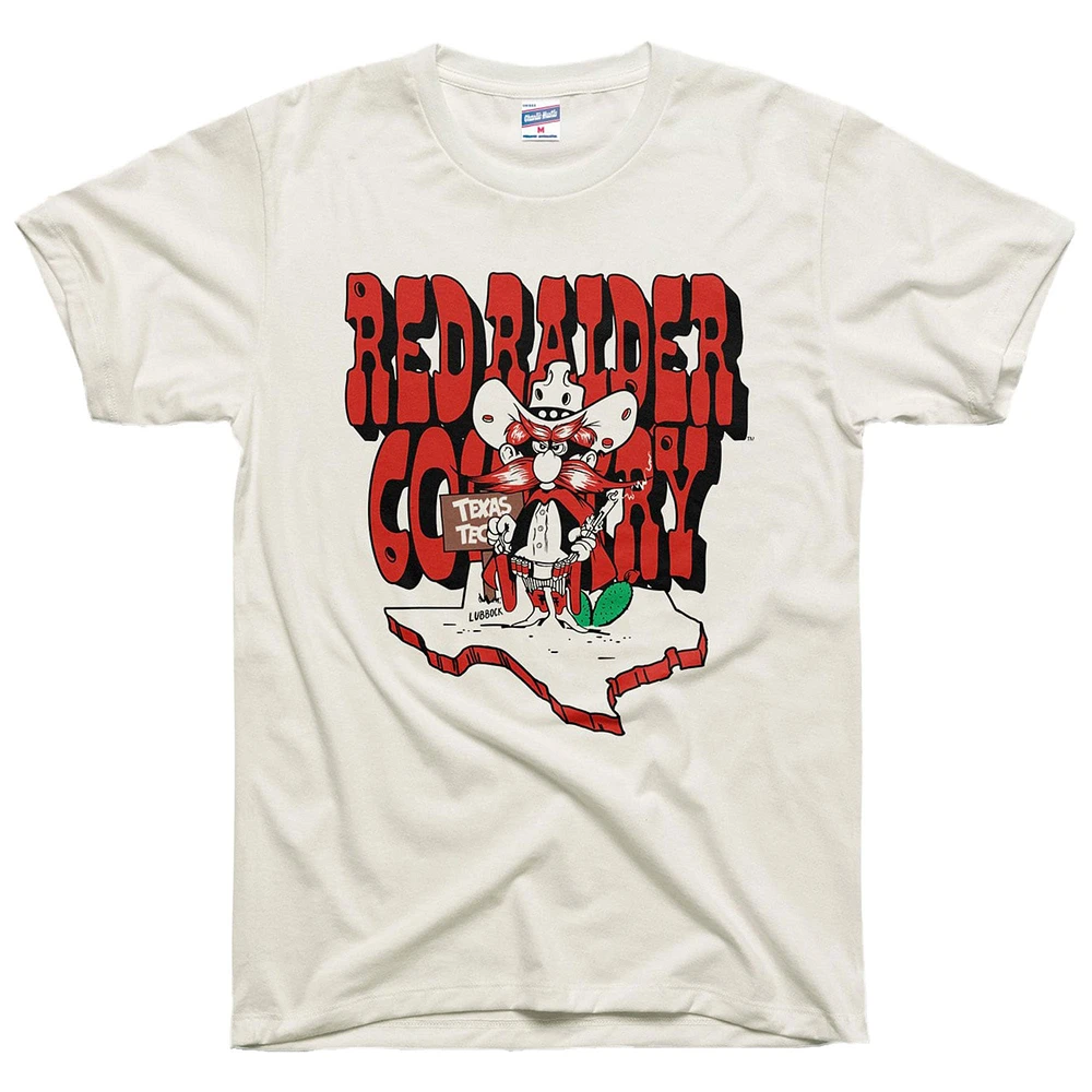 T-shirt rétro unisexe Charlie Hustle blanc Texas Tech Red Raiders Is Raider Country