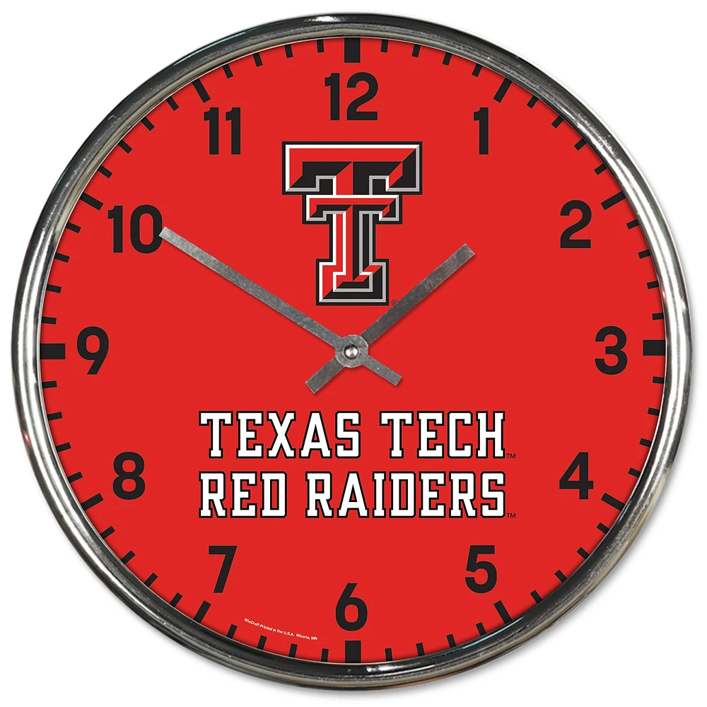 Horloge murale chromée WinCraft Texas Tech Red Raiders