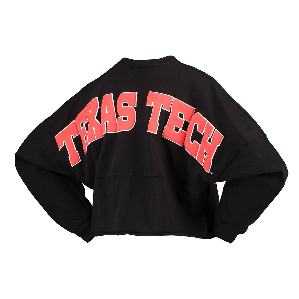 Women's Black Texas Tech Red Raiders Laurels Crop Long Sleeve T-Shirt