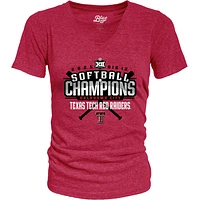 Women's Blue 84  Red Texas Tech Raiders 2025 Big 12 Softball Conference Tournament Champions Locker Room V-Neck T-Shirt