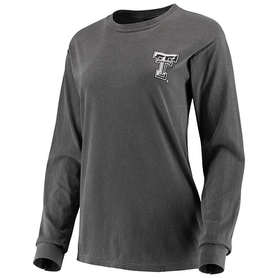 T-shirt surdimensionné à manches longues Texas Tech Red Raiders Comfort Colors Campus Skyline pour femme, anthracite