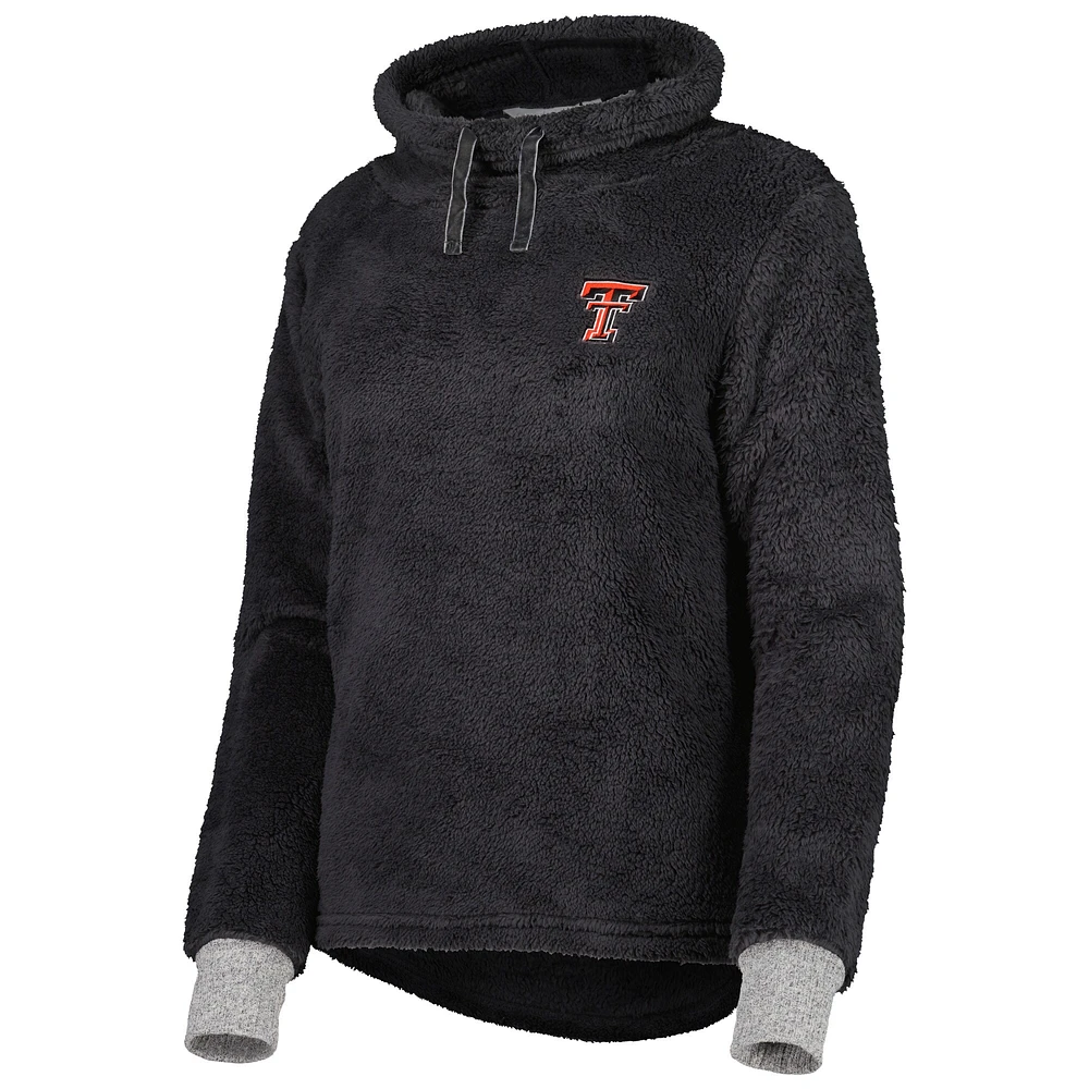 Women's Charcoal Texas Tech Red Raiders Fluffy Cowl Pullover
