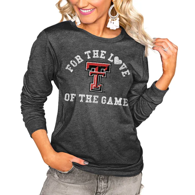 Women's White Texas Tech Red Raiders Raw Hem Cropped Spirit Jersey Long  Sleeve T-Shirt