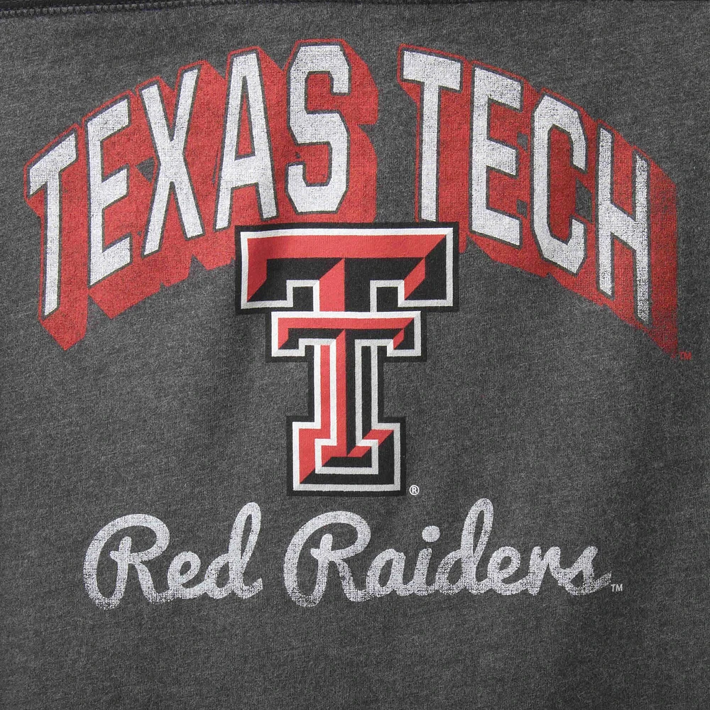 T-shirt à capuche manches longues et col en V pour femme Texas Tech Red Raiders Knockout anthracite