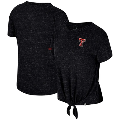 T-shirt noué sur le devant des finalistes Raiders Texas Tech Red Colosseum noir pour femmes