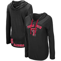 Colosseum Black Texas Tech Red Raiders My Lover - T-shirt léger à capuche manches longues pour femme