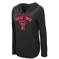 Colosseum Black Texas Tech Red Raiders My Lover - T-shirt léger à capuche manches longues pour femme