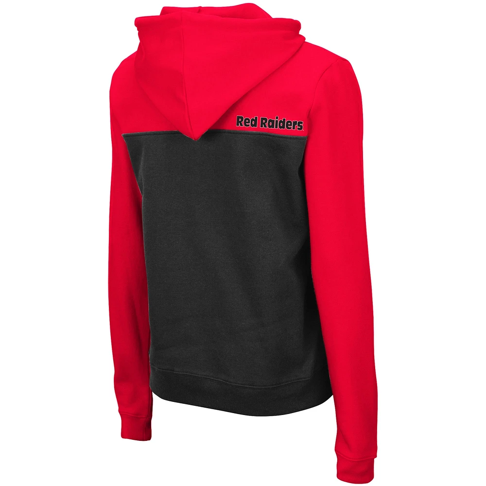 Women's Colosseum Red/Black Texas Tech Red Raiders Aidan Lightweight Half-Zip Hoodie