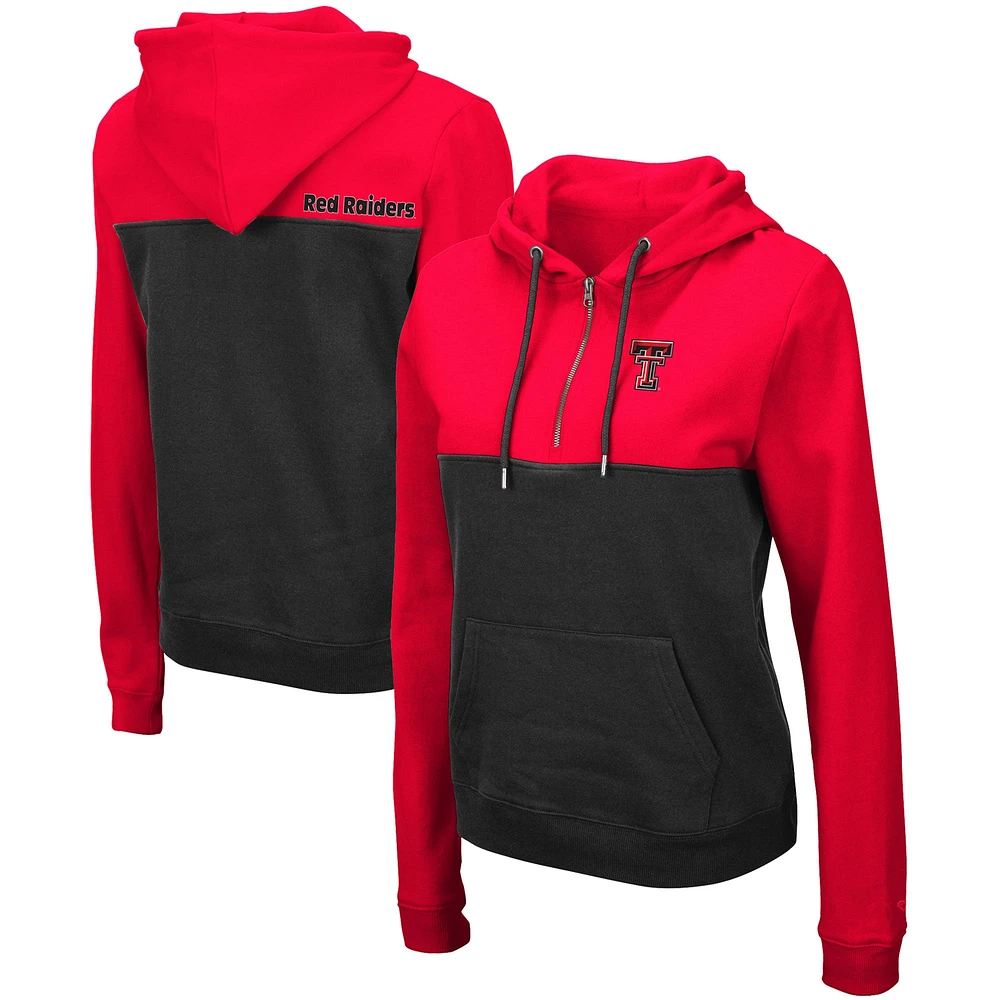 Women's Colosseum Red/Black Texas Tech Red Raiders Aidan Lightweight Half-Zip Hoodie