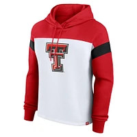 Women's Fanatics  White/Red Texas Tech Red Raiders Primary Logo Pullover Hoodie
