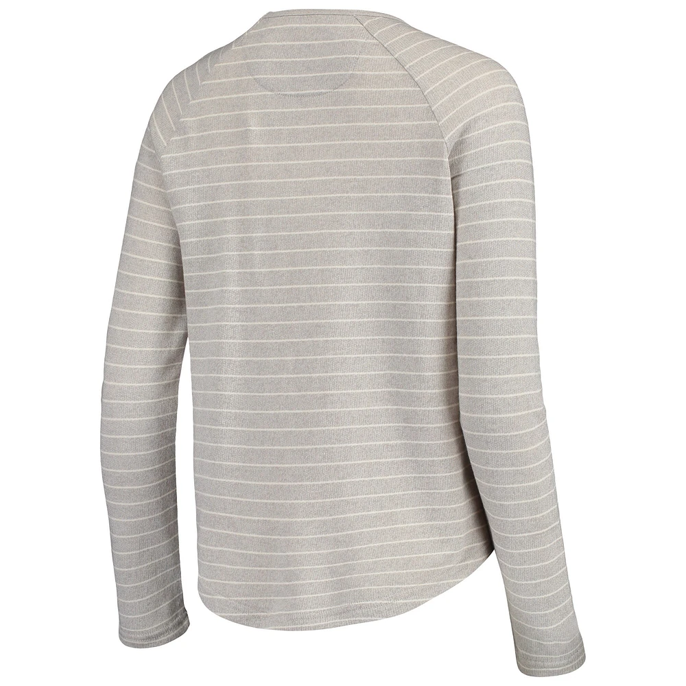 Women's Heathered Gray Texas Tech Red Raiders Seaside Striped French Terry Raglan Pullover Sweatshirt
