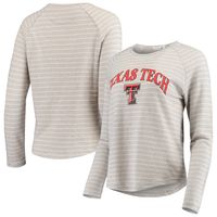 Women's Heathered Gray Texas Tech Red Raiders Seaside Striped French Terry Raglan Pullover Sweatshirt