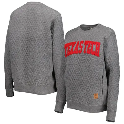 Texas Tech Red Raiders Pressbox Women's Moose Quilted Pullover Sweatshirt - Heather Charcoal
