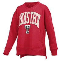 Women's Pressbox Red Texas Tech Raiders Pocketed Arch Pullover Sweatshirt