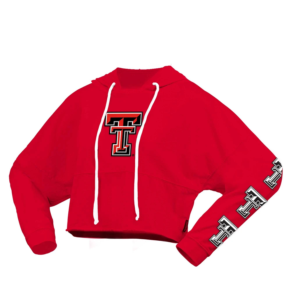 Women's Spirit Jersey Red Texas Tech Raiders Oversized Cropped Pullover Hoodie