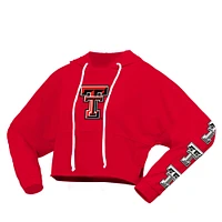 Sweat à capuche court surdimensionné pour femmes Spirit Jersey rouge Texas Tech Red Raiders