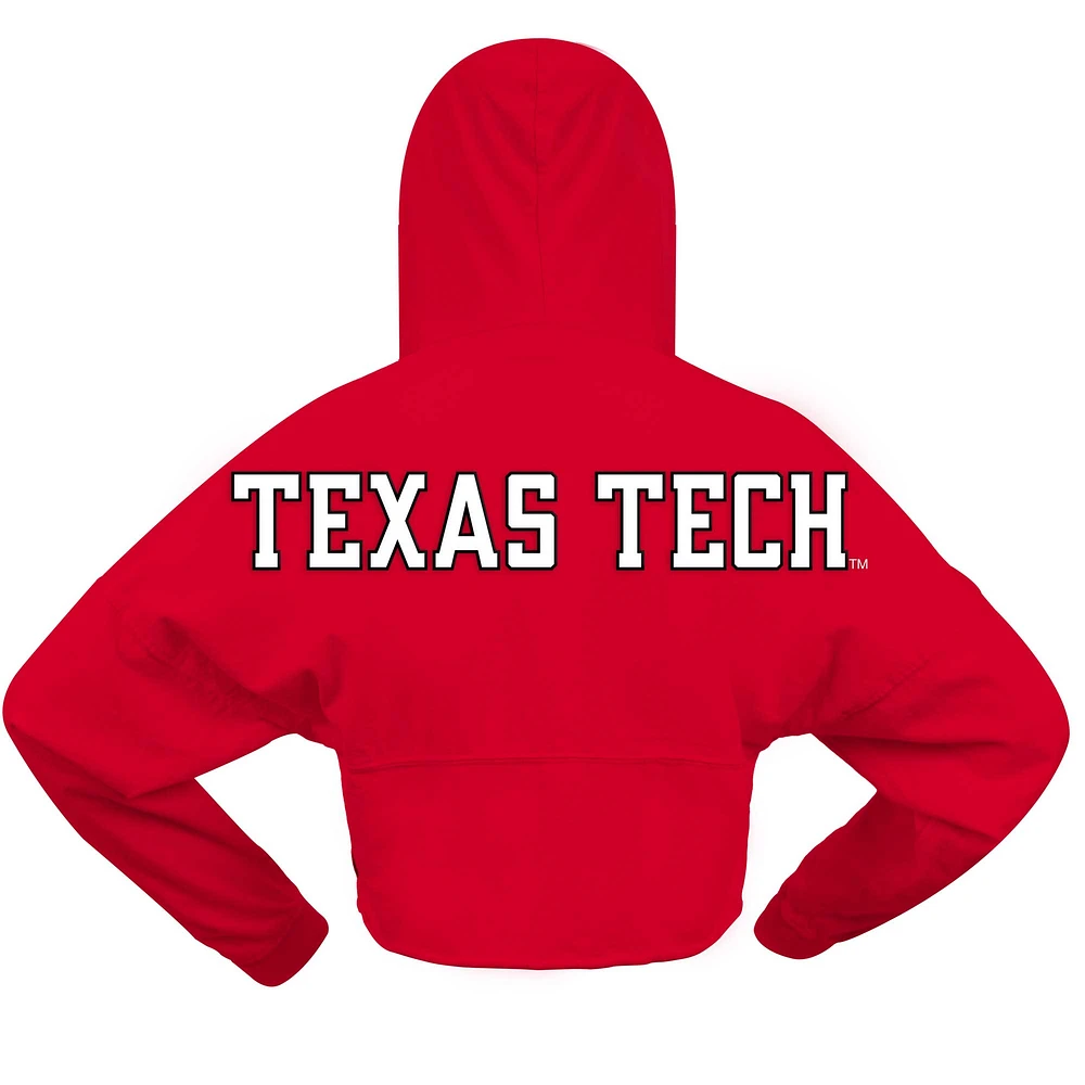 Women's Spirit Jersey Red Texas Tech Raiders Oversized Cropped Pullover Hoodie