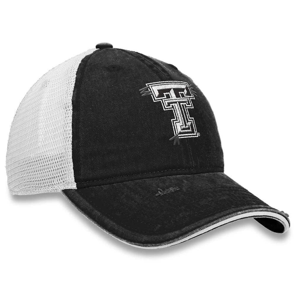 Women's Top of the World Black/White Texas Tech Red Raiders Radiant Trucker Snapback Hat