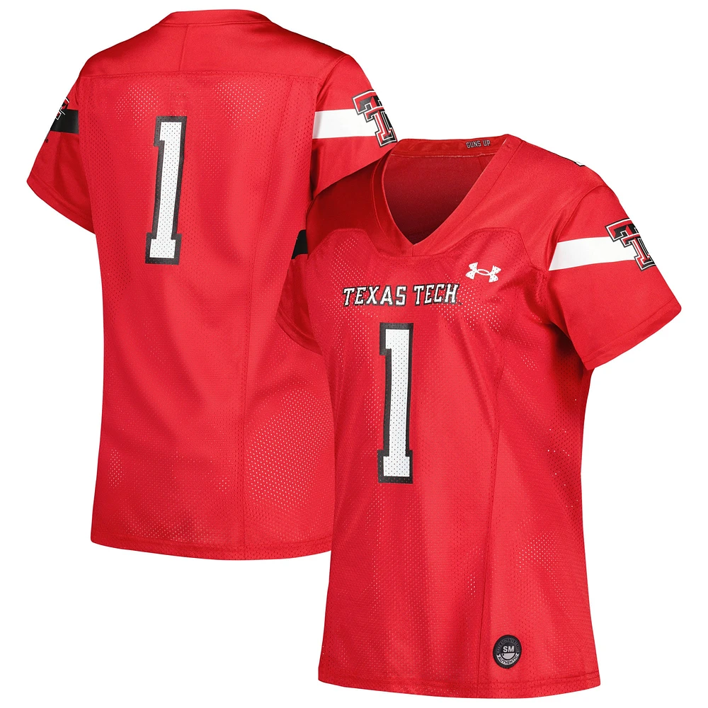 Under Armour #1 Rouge Texas Tech Red Raiders Réplique Maillot de Football pour Femme