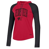 Women's Under Armour Red Texas Tech Raiders Gameday Mesh Performance Raglan Hooded Long Sleeve T-Shirt