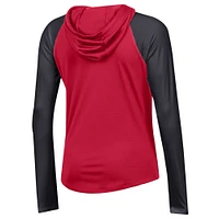 Women's Under Armour Red Texas Tech Raiders Gameday Mesh Performance Raglan Hooded Long Sleeve T-Shirt