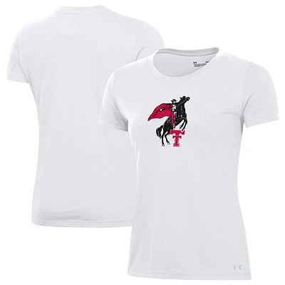 T-shirt en coton blanc Under Armour Texas Tech Red Raiders Throwback Performance pour femme