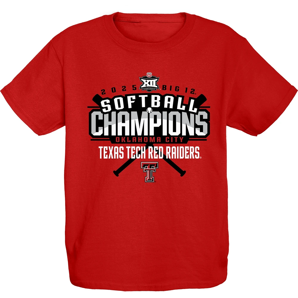 Youth Blue 84 Red Texas Tech Raiders 2025 Big 12 Softball Conference Tournament Champions Locker Room T-Shirt