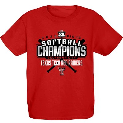 Youth Blue 84  Red Texas Tech Raiders 2025 Big 12 Softball Conference Tournament Champions Locker Room T-Shirt
