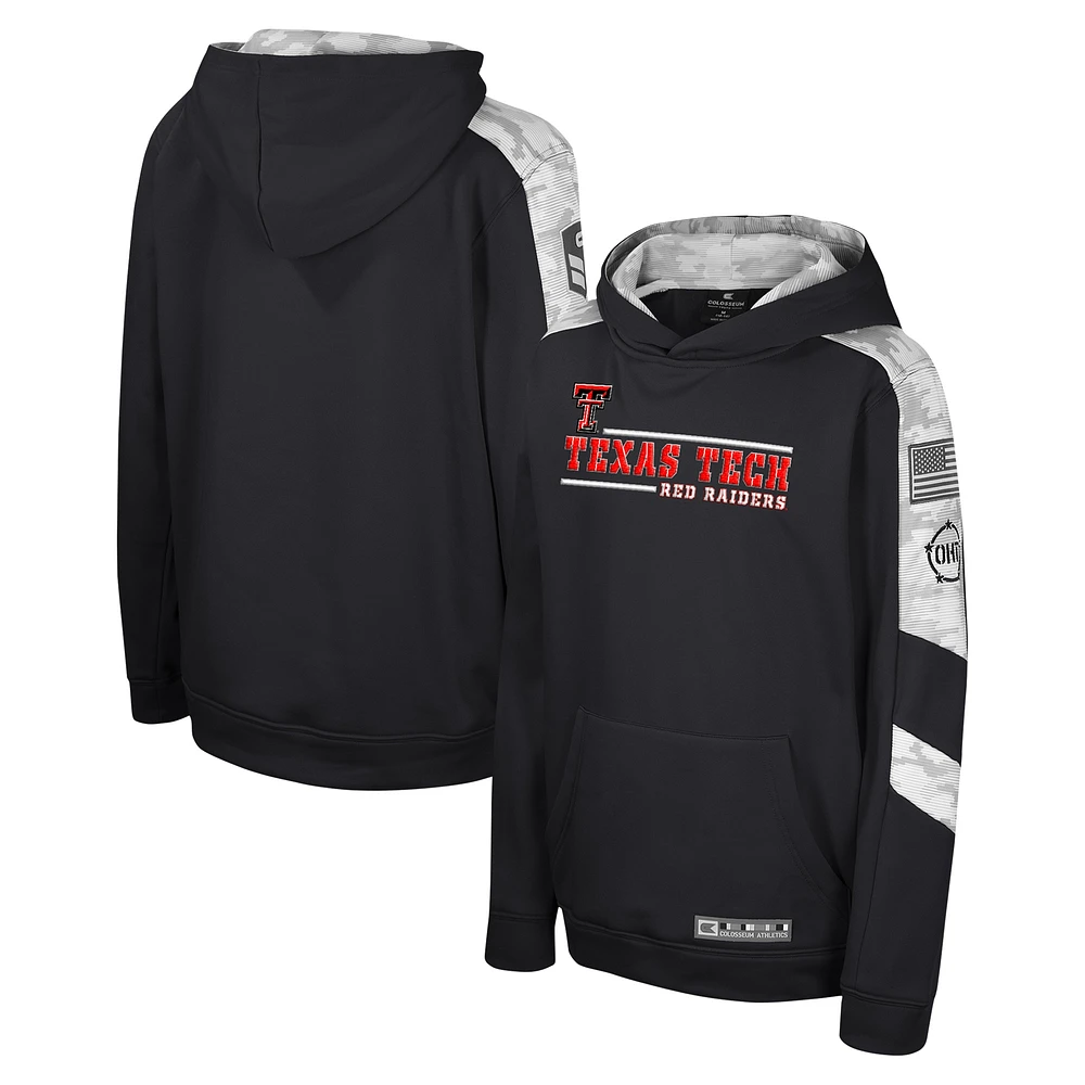 Sweat à capuche Colosseum Black Texas Tech Red Raiders OHT pour appréciation militaire Cyclone Digital Camo Pull