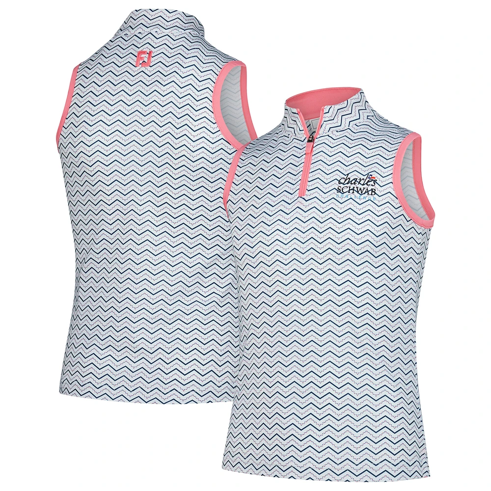 Girl's Youth FootJoy  White The Charles Schwab Challenge Sleeveless Polo
