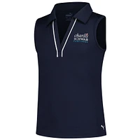 Girl's Youth Puma  Navy The Charles Schwab Challenge Piped Cloudspun Sleeveless Polo